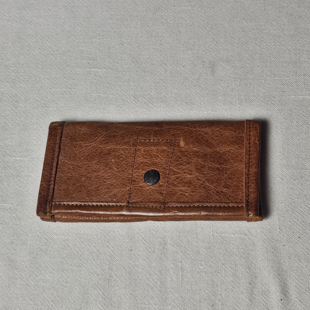 West Cal 45 Brown Leather Trifold Wallet Western Minimalist Card Holder Snap